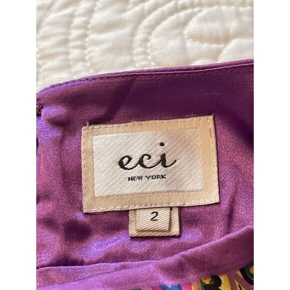 Eci New York‎ Dress size 2 Silky Slip Babydoll Purple Paisley Boho - Picture 4 of 8